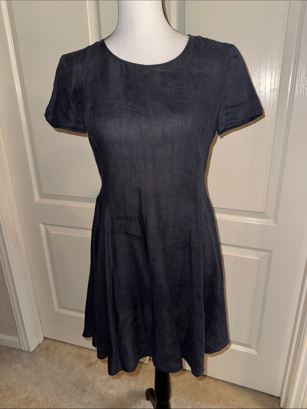 Emporio Armani Navy Short-Sleeve Fit-and-Flare Mini Dress - Size 42 (6)